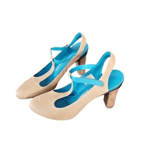 TSUBO Mary Jane T-strap Heels 40 9 Textured Slingback Industrial Retro Vintage - Picture 14 of 17